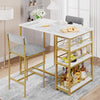 3 pcs Dining Table Set for 2 Kitchen Table Upholstered Chair Counter Height Bar
