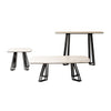 Side Table White Ceramic Glass Top Black Geometric Metal Frame Bedside End Table