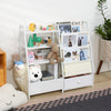 Kids Bookshelf & Toy Organizer, 3-Tier Sling Bookcase with Drawers, White