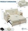 Modern Corduroy Sofa Bed 2-Seater Pull-Out Loveseat Sleeper w/ USB Ports