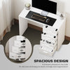 Computer Writing Desk with 4 Drawers, High Gloss Home Office Workstation
