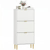 Slim Shoe Storage Cabinet with 3 Flip Drawers for Hallway, White