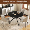 Folding Dining Table 120cm Extendable Round Kitchen Table-Black
