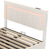 NEW LED OTTOMAN STORAGE PANEL WHITE PU LEATHER UPHOLSTERED BED FRAME DOUBLE Jszs