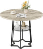 38.6" Round Dining Table 4 w/Storage Shelf Farmhouse Kitchen Table Metal Base