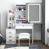 Large Vanity Desk with Mirror and LED Light Makeup Desk with Drawers and Bekhyem