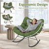 Indoor Outdoor Rocking Chair Egg Papasan Chair w/Padded Cushion-Green