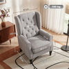 Retro Accent Chair Wingback Armchair with Wood Frame for Living Room Dark Grey