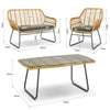 Rattan Garden Furniture Set Sofa Chairs Glass Table Wicker Grey Cushions 4PCS