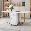 Folding Dining Table Rolling Drop Leaf Table with Drawers Cabinet Kitchen Table