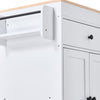 Extendable Kitchen Island on Wheels Rolling Storage Trolley w/ 2 Drawers 4 Doors