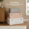BTFY Metal Storage Trunks Set of 3 Grey White Blush Gold Hardware Chest