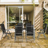 7 Piece Garden Dining Set, Outdoor Table and 6 Chair, Aluminium, Black