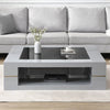 Cyndy High Gloss Coffee Table In Grey With Black Glass Top