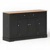 Sideboard Kitchen Cabinet with Drawer, Shelf Doors & Adjustable Shelves, Black