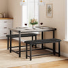 3 Pcs Dining Table Set for 4 Kitchen Table with 2 Upholstered Bench Dining Room