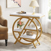 End Table for Living Room, 3-Tier Faux Marble Side Sofa Table with Metal Frame