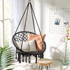 Boho Hanging Hammock Swing Chair Cotton Rope Swing for Indoor Outdoor Patio