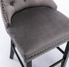 Luxury Grey/BEIGE/BLACK Velvet Bar Stools Kitchen Breakfast Barstools Set of 2 4