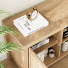 66" Rattan Wood TV Stand Media Console Storage Cabinet For Living Room