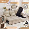 3-in-1 Chenille Sectional Sleeper Sofa Bed with Reversible Storage Chaise, USB