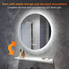 Round Bathroom Mirror with Bluetooth Demister Illuminated 3 LED Lights 600x600mm