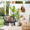 Boho Hanging Hammock Swing Chair Cotton Rope Swing for Indoor Outdoor Patio