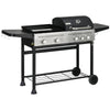 2-in-1 Gas BBQ and Plancha Grill with Side Burner, 12 kW Propane Gas Barbecue