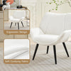 Accent Chair Wingback Armchair with Wood Frame for Living Room Bedroom White