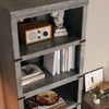 5 Tier Farmhouse Bookcase,Wooden Open Bookshelf Display Storage,Gray/Brown/White