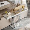 110CM Mirrored Console Table with O-Shaped Base, Modern Glass Sofa Table,Silver