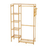 Bamboo Wooden Single Clothes Rail Garment Rack Hanging Stand Open Wardrobe Shelf