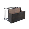 Outdoor Pool Float Storage Box with Wheels, PE Rattan Organizer for Patio & Pool