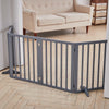4 Panels Folding Pet Gate Freestanding Wooden Dog Fence Safety Barrier Divider