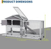 2-Story Wooden Rabbit Hutch Chicken Coop with Wheel and Roof Outdoor Bunny Cage
