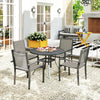 5 Piece Garden Furniture Set, Outdoor Dining Set w/ 4 Stackable Chairs Dark Grey