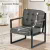 Modern Faux Leather Accent Chair Button-Tufted Design 110° Recline & Metal Frame
