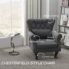 Wingback Armchair, Chesterfield-style Accent Chair, Dark Grey