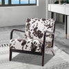 Black and White Spots Velvet Upholstered Armchair Modern Wooden Frame Tub Chair