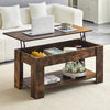 Brown Coffee Table with Lift Top Storage Shelf Wood Modern Living room