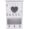 White Wooden 9 Key Wall Mounted Box Cabinet Heart Keyhole Holder