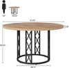 120cm Round Dining Table Industrial Kitchen Table w/ Metal Frame for Dining Room