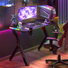 120cm Large Adjustable RGB Gaming Desk Computer Table with LED Lights Cup Holder