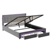 LED Ottoman Storage 4ft6 Double Upholstered Bed Frame with Headboard & 2 Drawers