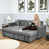 Milo Grey Corner Sofa Bed with Storage Velvet Pull Out Bed Left or Right Chaise