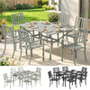 7 Pieces Garden Dining Set with Stackable Chairs with Umbrella Hole