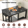Bar Table Set Marble Effect Top Compact Breakfast Dining Table with Stools Black