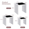 Nest of 3 Tables Grey Tempered Glass Top White High Gloss Side End Coffee Home