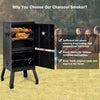 Charcoal BBQ Smoker Grill with Thermometer 2 Door Outdoor Roaster Cooking Oven