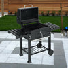 Large Rectangular Adjustable Charcoal BBQ Grill Garden Barbecue Trolley Wheels